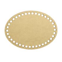 Placa Base Oval Cesto Fio de Malha Croche 30x25 Mdf Madeira