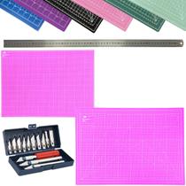 Placa Base Para Cortes grande Dupla Face Autocura Multiuso Artesanato Patchwork Kit Estilete de Precisão 13pcs Régua 60cm