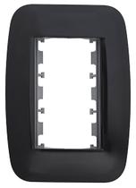 Placa + bastidor 2x4 3 modulos preta classica pezzi