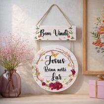 Placa Bem-vindo Jesus Reina Neste Lar Placa Bem-vindo Jesus Reina Neste Lar