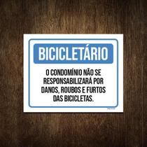 Placa Bicicletário Condomínio Roubos Bicicletas 18X23