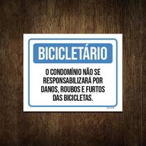 Placa Bicicletário Condomínio Roubos Bicicletas 36X46