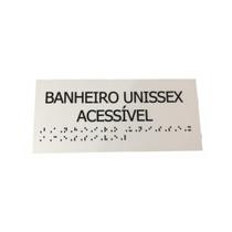 Placa braile 20x9 sanitário unisex acessível branca