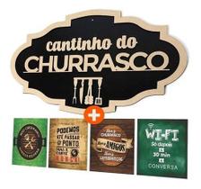 Placa Cantinho Do Churrasco Grande 60cm 4 Quadros Decorativo - Yper Criativo