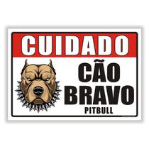 Placa Cão Bravo Pit Bull em PVC 2mm - Micro Oficina