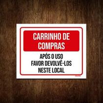 Placa Carrinhos De Compras Após O Uso Devolve-Los Aqui 36X46