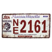 Placa Carro Antiga Decorativa Metálica Massachusetts 414-32