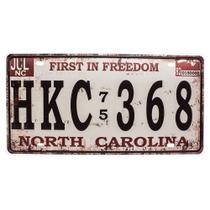 Placa Carro Antiga Decorativa Metálica North Carolina 414-38 - Lorben