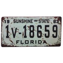Placa Carro Antiga Decorativa Metálica Vintage Florida 414-6 - Lorben