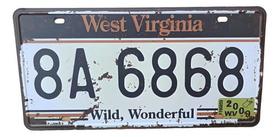 Placa Carro Antiga Vintage Retro Metal Decor Usa W. Virginia