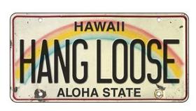 Placa Carro Decorativa Enfeite Hawaii Hang Loose Mdf Madeira