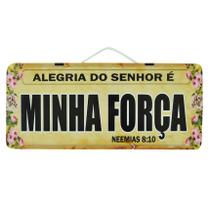 Placa Carro Decorativa Enfeite Salmo Alegria do Senhor Mdf Madeira