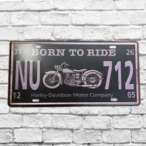 Placa Carro Decorativa Moto Born To Ride Alto Relevo - Bwx