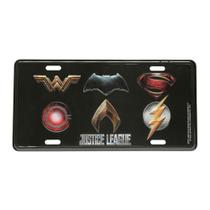 Placa Carro Em Alumínio Liga Da Justiça Super Logos Fundo