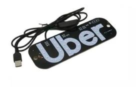 Placa Carro Led De Aplicativo Uber Botão Liga Desliga Branca