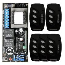 Placa Central Bivolt para Motor Basculante Deslizante Universal + 5 Controle Remoto para Portão Alarme 3 Canais Preto com Clip de Fixar