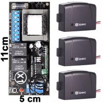 Placa Central de Comando Portão Eletrônico Universal 433mhz X1 + 3 Controle Tx Car Farol Alto Carro Moto 12V IPEC