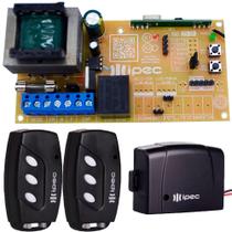 Placa Central Para Motor Portão Universal + 2 Controles 3 Canais + Tx Car Mini Farol Alto Carro Moto