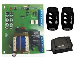 Placa Central Portão Eletrônico Rossi Sensor Hall X4 + 2 Controle Portão 3 Canais com Clip de Fixação + 1 Controle Farol Alto Carro Moto 433mhz