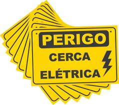 Placa Cerca Elétrica Advertência Perigo Cuidado Alumínio 10 Unidades Placa Cerca Elétrica Advertência Perigo Cuidado Alumínio 10 Unidades