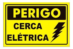 Placa Cerca Elétrica Advertência Perigo Cuidado Alumínio Placa Cerca Elétrica Advertência Perigo Cuidado Alumínio