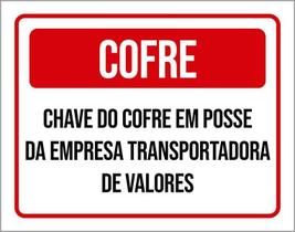 Placa Chave Cofre Em Posse Empresa 18X23