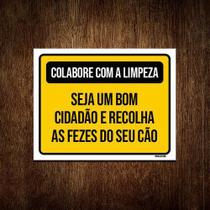 Placa Colabora Com Limpeza Recolha Fezes Cão 18X23