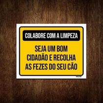 Placa Colabora Com Limpeza Recolha Fezes Cão 27X35
