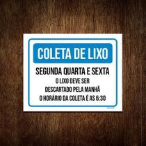 Placa Coleta De Lixo Segunda Quarta Sexta Regras 18x23 10un Placa Coleta De Lixo Segunda Quarta Sexta Regras 18x23 10un
