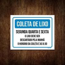 Placa Coleta De Lixo Segunda Quarta Sexta Regras 36X46