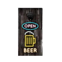 Placa Com Abridor De Cerveja-Imã Para Tampinhas-Open Beer