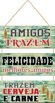 Placa com Corda 3 Peças Amigos Trazem Felicidade