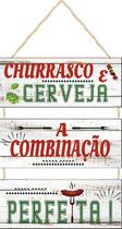 Placa com Corda 3 Peças Churrasco e Cerveja