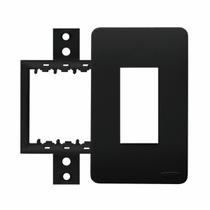 Placa com Suporte 1 Módulo P/ Caixa Sobrepor Sistema X Preto Placa com Suporte 1 Módulo P/ Caixa Sobrepor Sistema X Preto