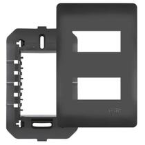 Placa Com Suporte 4 x 2 Com 2 Módulos Distanciados Habitat Black Fame Única Placa Com Suporte 4 x 2 Com 2 Módulos Distanciados Habitat Black Fame Única