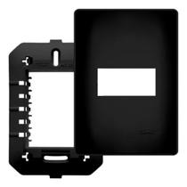 Placa com Suporte 4x2 1 módulo Preto Fame Placa com Suporte 4x2 1 módulo Preto Fame