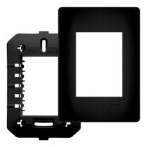 Placa Com Suporte 4x2 3 Módulos Preto Fosco Black Fame