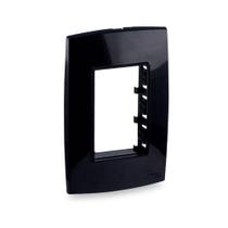 Placa com Suporte 4X2 3 Posições Preto Rubi - Force Line