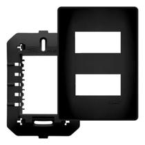 Placa com Suporte 4x2 P/ 2 Módulo Habitat Black Preto Fame Placa com Suporte 4x2 P/ 2 Módulo Habitat Black Preto Fame