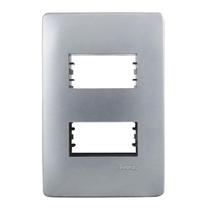 Placa Com Suporte 4x2 P/ 2 Módulos Horizontais Cinza Fame Placa Com Suporte 4x2 P/ 2 Módulos Horizontais Cinza Fame