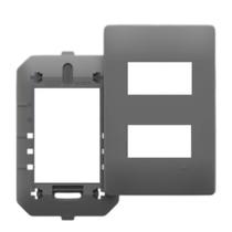 Placa Com Suporte 4x2 Para 2 Modulo Habitat Onix Fame Chumbo Placa Com Suporte 4x2 Para 2 Modulo Habitat Onix Fame Chumbo