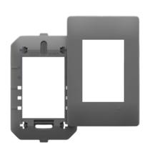 Placa com Suporte 4x2 Para 3 Modulo Habitat Onix Chumbo Fame