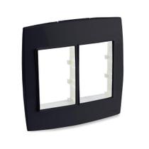 Placa com Suporte 6 Tomadas 4X4 Preto Rubi - Force Line