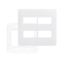 Placa com Suporte Fame Habitat 4x4 para 4 Módulos Distanciados Horizontais Branca Placa com Suporte Fame Habitat 4x4 para 4 Módulos Distanciados Horizontais Branca