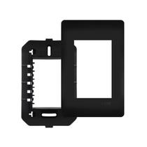 Placa com Suporte Fame Habitat Black 4x2 para 3 Módulos Horizontais Preto