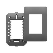 Placa com Suporte Fame Habitat Onix 4x2 para 3 Módulos Horizontais