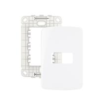 Placa com Suporte MarGirius B3 4x2 para 1 Módulo Horizontal Branca Placa com Suporte MarGirius B3 4x2 para 1 Módulo Horizontal Branca