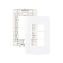 Placa Com Suporte Margirius B3 4x2 Para 3 Módulos Horizontais Branca Branco Placa Com Suporte Margirius B3 4x2 Para 3 Módulos Horizontais Branca Branco