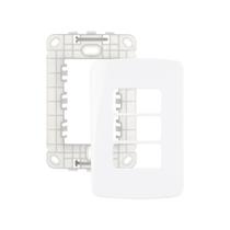 Placa com Suporte MarGirius B3 4x2 para 3 Módulos Horizontais Branca Placa com Suporte MarGirius B3 4x2 para 3 Módulos Horizontais Branca