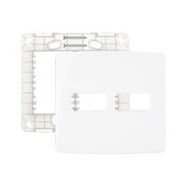 Placa Com Suporte Margirius B3 4x4 Para 2 Módulos Horizontais Branca Branco Placa Com Suporte Margirius B3 4x4 Para 2 Módulos Horizontais Branca Branco